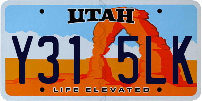 UT license plate Y315LK