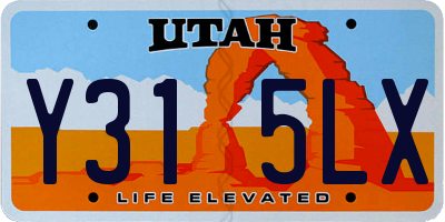 UT license plate Y315LX