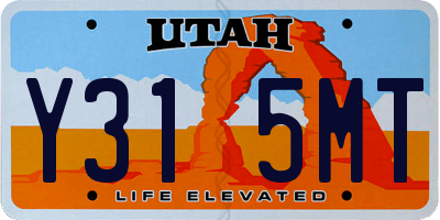 UT license plate Y315MT