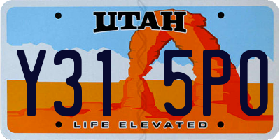 UT license plate Y315PO