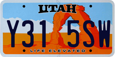 UT license plate Y315SW