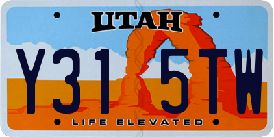 UT license plate Y315TW