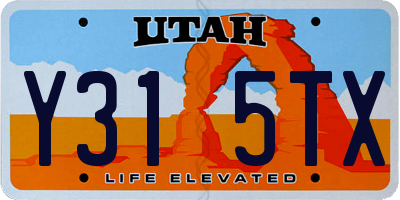 UT license plate Y315TX