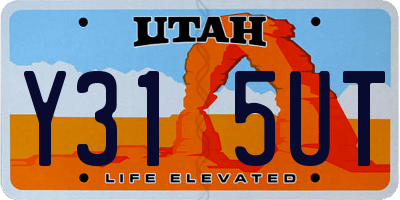 UT license plate Y315UT