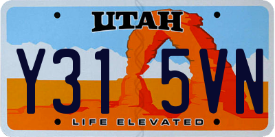 UT license plate Y315VN