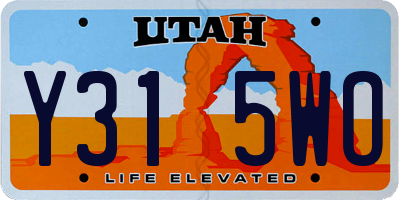 UT license plate Y315WO