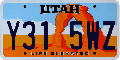 UT license plate Y315WZ