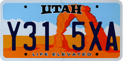 UT license plate Y315XA