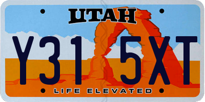 UT license plate Y315XT