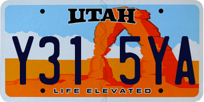 UT license plate Y315YA