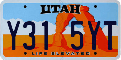 UT license plate Y315YT