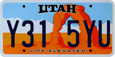 UT license plate Y315YU
