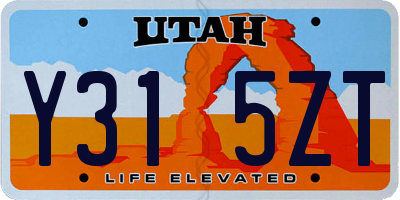 UT license plate Y315ZT