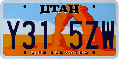 UT license plate Y315ZW