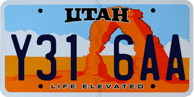UT license plate Y316AA