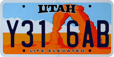 UT license plate Y316AB