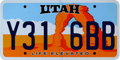UT license plate Y316BB