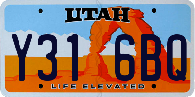 UT license plate Y316BQ
