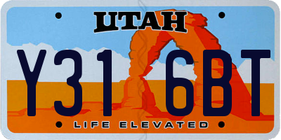 UT license plate Y316BT