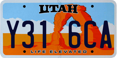 UT license plate Y316CA