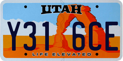 UT license plate Y316CE