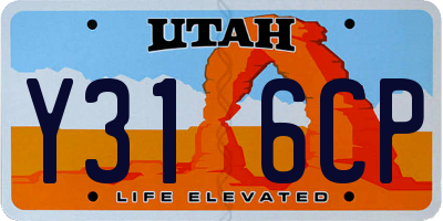UT license plate Y316CP