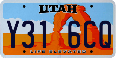 UT license plate Y316CQ
