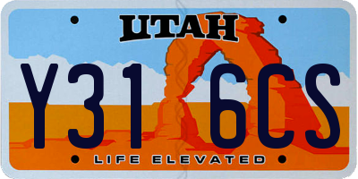UT license plate Y316CS