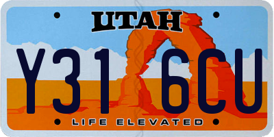 UT license plate Y316CU