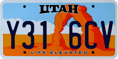 UT license plate Y316CV