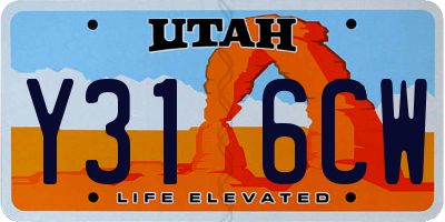 UT license plate Y316CW