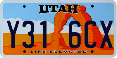UT license plate Y316CX