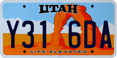 UT license plate Y316DA