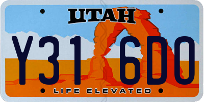 UT license plate Y316DO