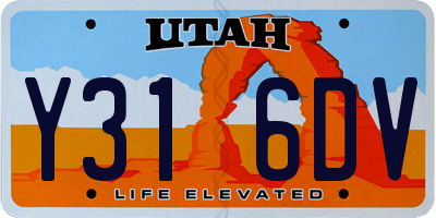 UT license plate Y316DV