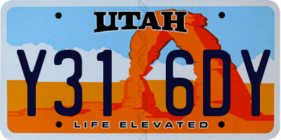 UT license plate Y316DY