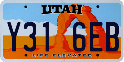 UT license plate Y316EB