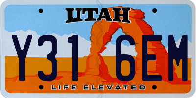 UT license plate Y316EM