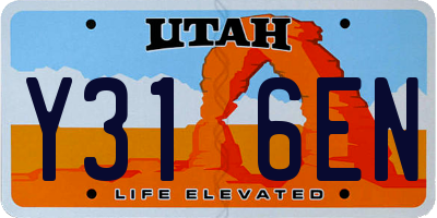 UT license plate Y316EN