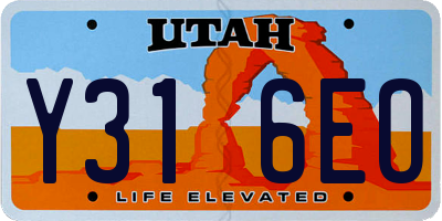 UT license plate Y316EO