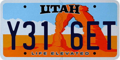 UT license plate Y316ET