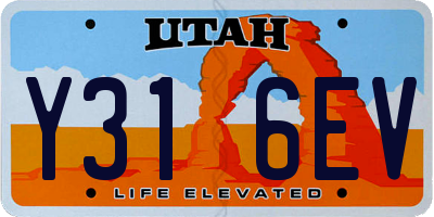 UT license plate Y316EV