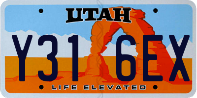 UT license plate Y316EX