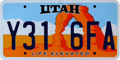 UT license plate Y316FA