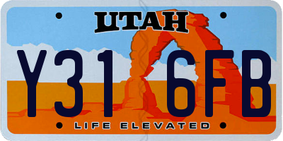 UT license plate Y316FB