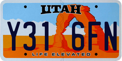 UT license plate Y316FN