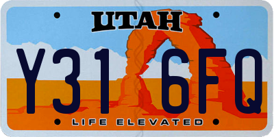 UT license plate Y316FQ