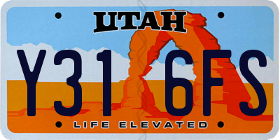 UT license plate Y316FS