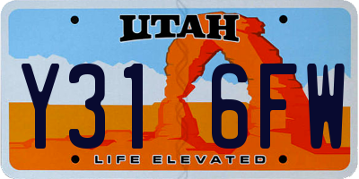 UT license plate Y316FW