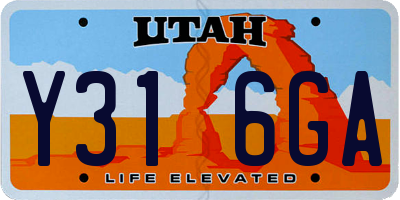 UT license plate Y316GA